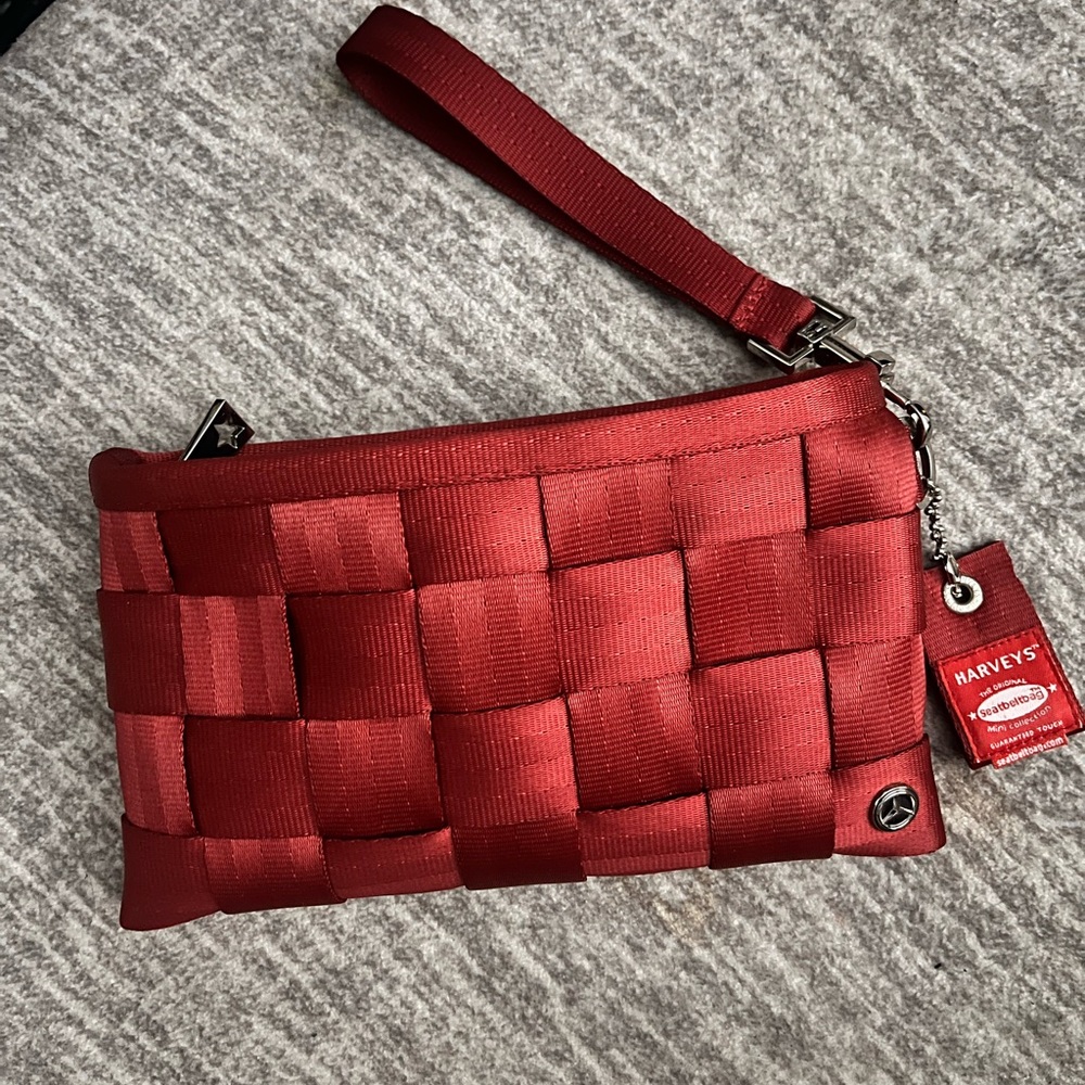 Harveys Red Woven Wristlet Clutch